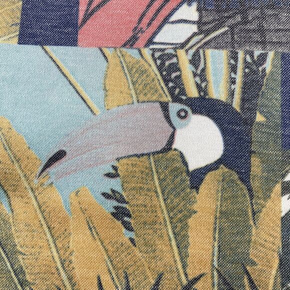 Vintage Allen Wah Polo Shirt Mens Large Red Blue Yellow Toucan All Over Print - Picture 4 of 10